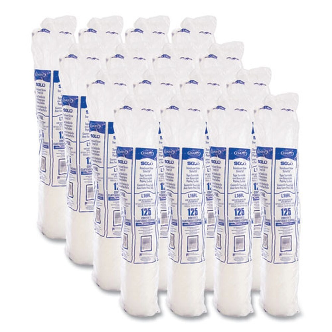 SOLO Polystyrene Plastic Flat Straw-Slot Cold Cup Lids Fits 12 oz to 24 oz Cups - Translucent (125/Pack, 16 Packs/Carton)